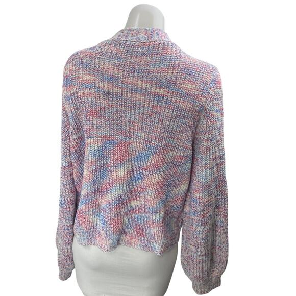 Lulus Women's Purple Multicolor Knit Button Long Sleeve Cardigan Sweater Size L - Picture 2 of 4